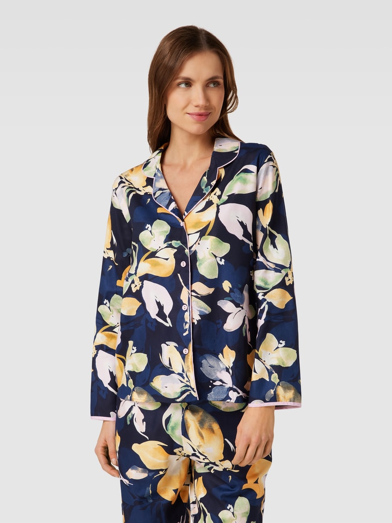 Pyjama-Oberteil mit floralem Muster Modell 'Estelle' in marineblau