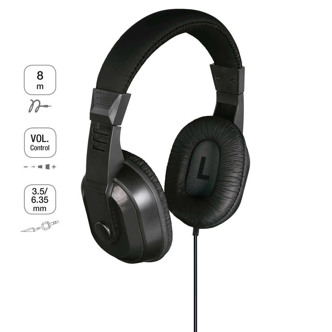 Thomson TV HiFi Kopfhörer Over Ear, Lautstärke regelbar, extra langes Kabel Over-Ear-Kopfhörer (Schwarz)
