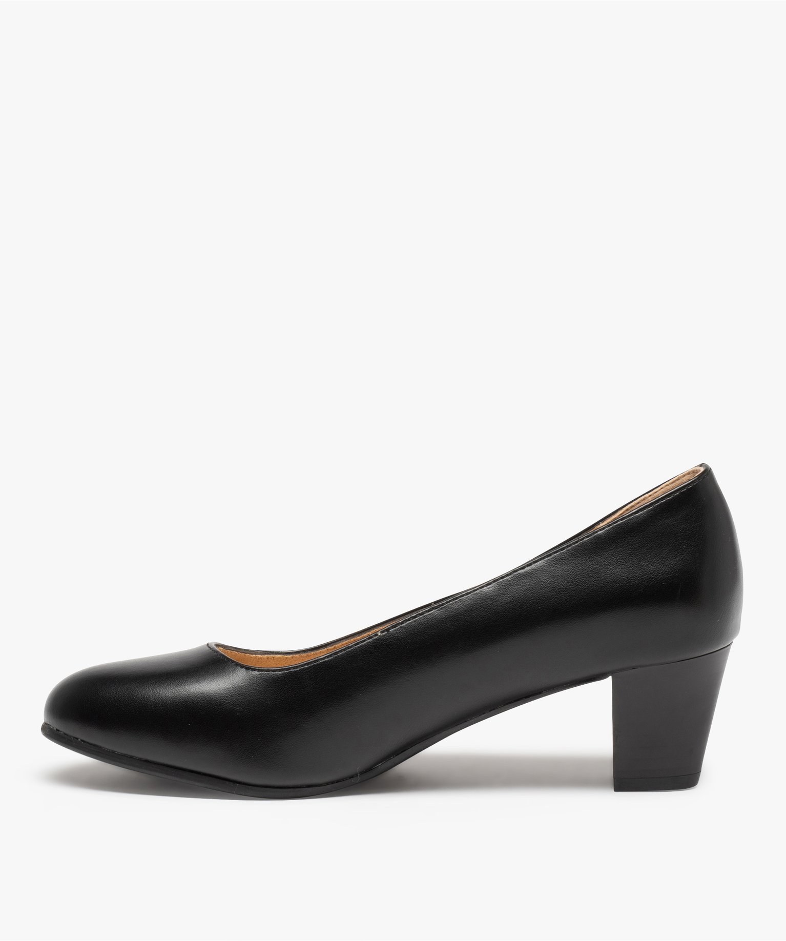 Escarpins femme à talon rainuré et dessus uni noir | GEMO