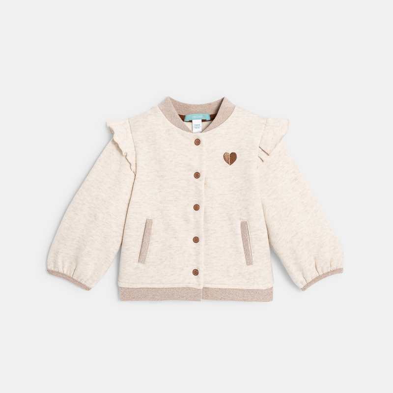 Gilet molleton à volants beige bébé fille