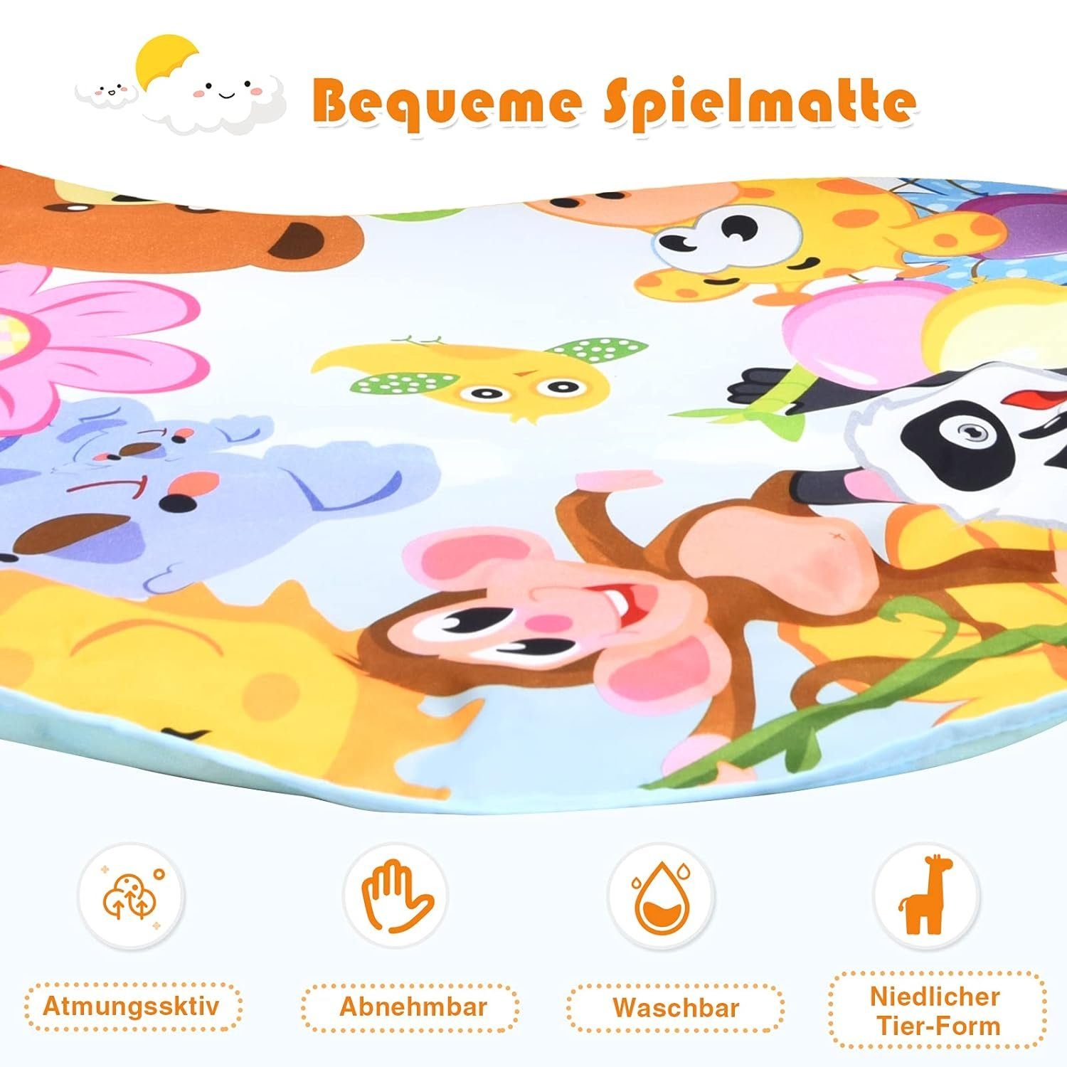 Krabbeldecke Erlebnisdecke, KOMFOTTEU, mit Spielbogen, mit Lichtern & Musik