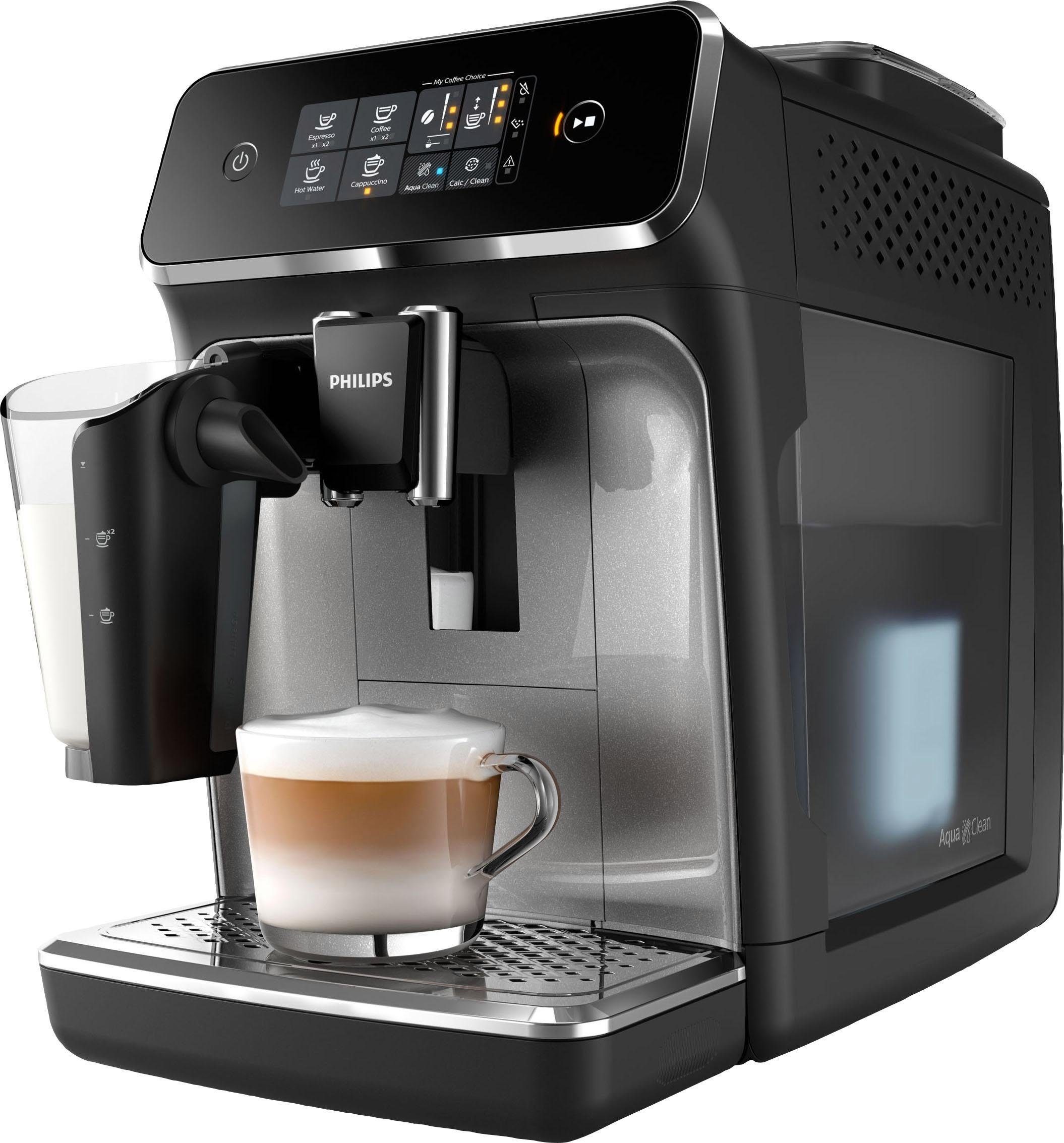 Philips Kaffeevollautomat 2200 Serie EP2236/40 LatteGo, für 3 Kaffeespezialitäten und anpassbarer Stärke, matt-schwarz