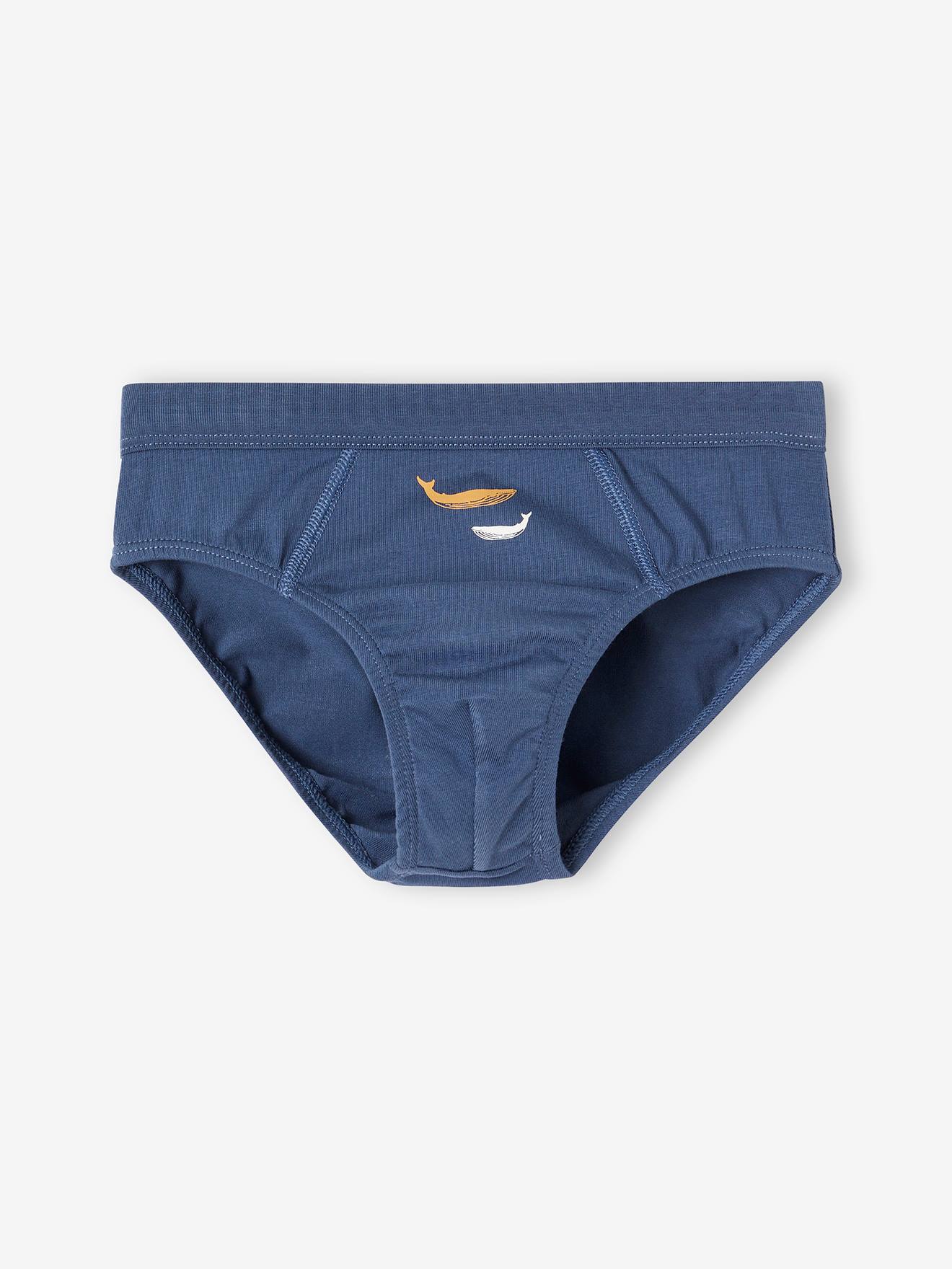 Vertbaudet 7er-Pack Jungen Slips mit Bio-Baumwolle, Wale - himmelblau