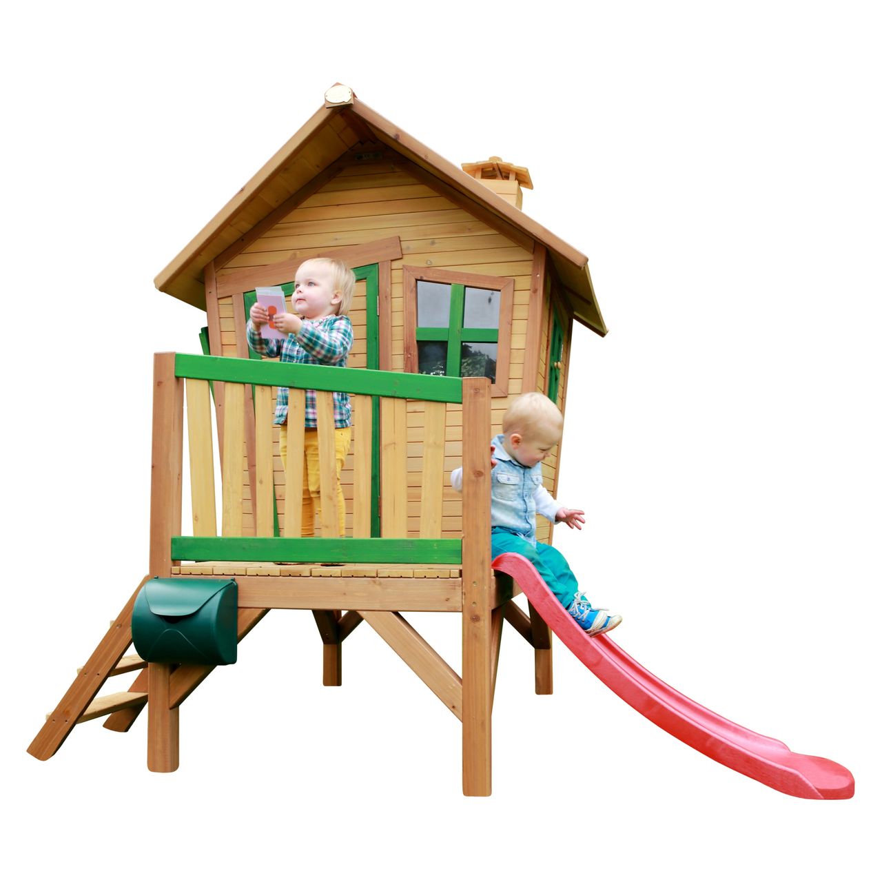 AXI Robin Spielhaus Braun/Grün - Rote Rutsche