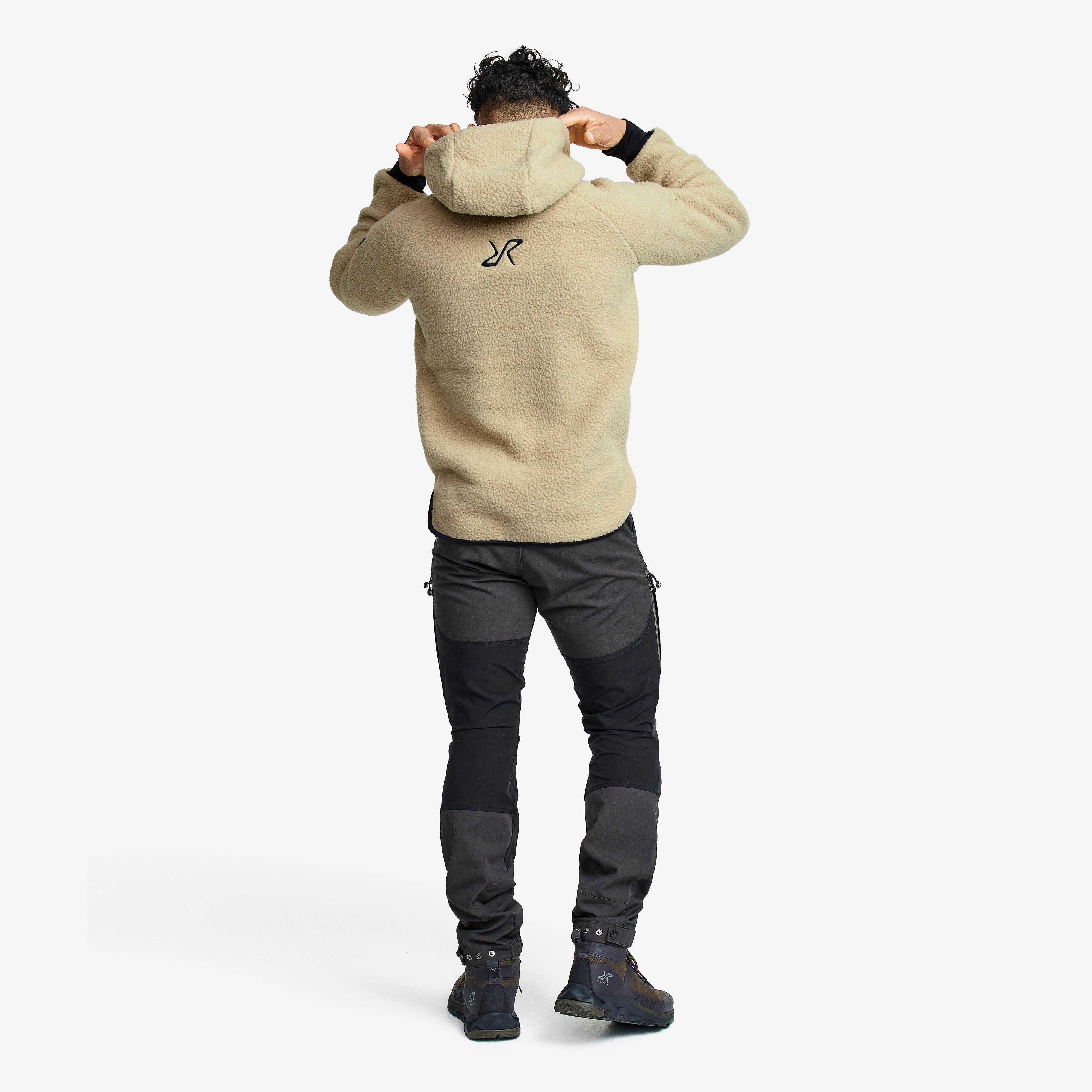 Sherpa Hoodie Homme Beige Khaki