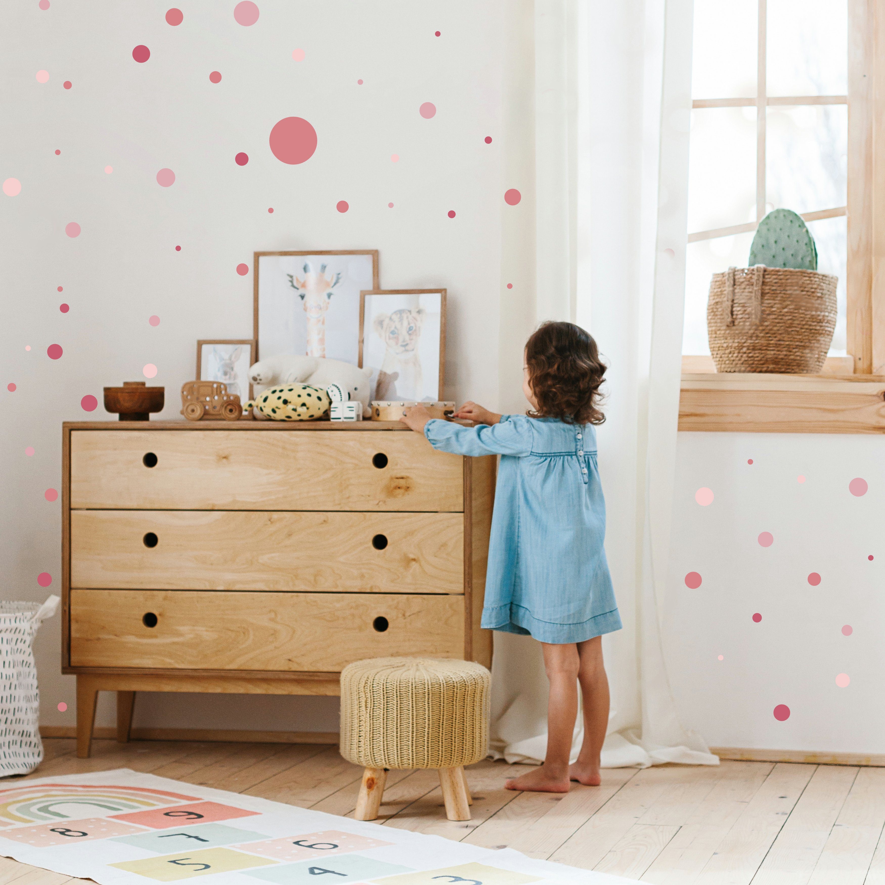PUNALU Wandtattoo Kreis Set 176 Stück Wandtattoo für Babyzimmer Kinderzimmer Aufkleber, selbstklebend, rückstandslos abziehbar