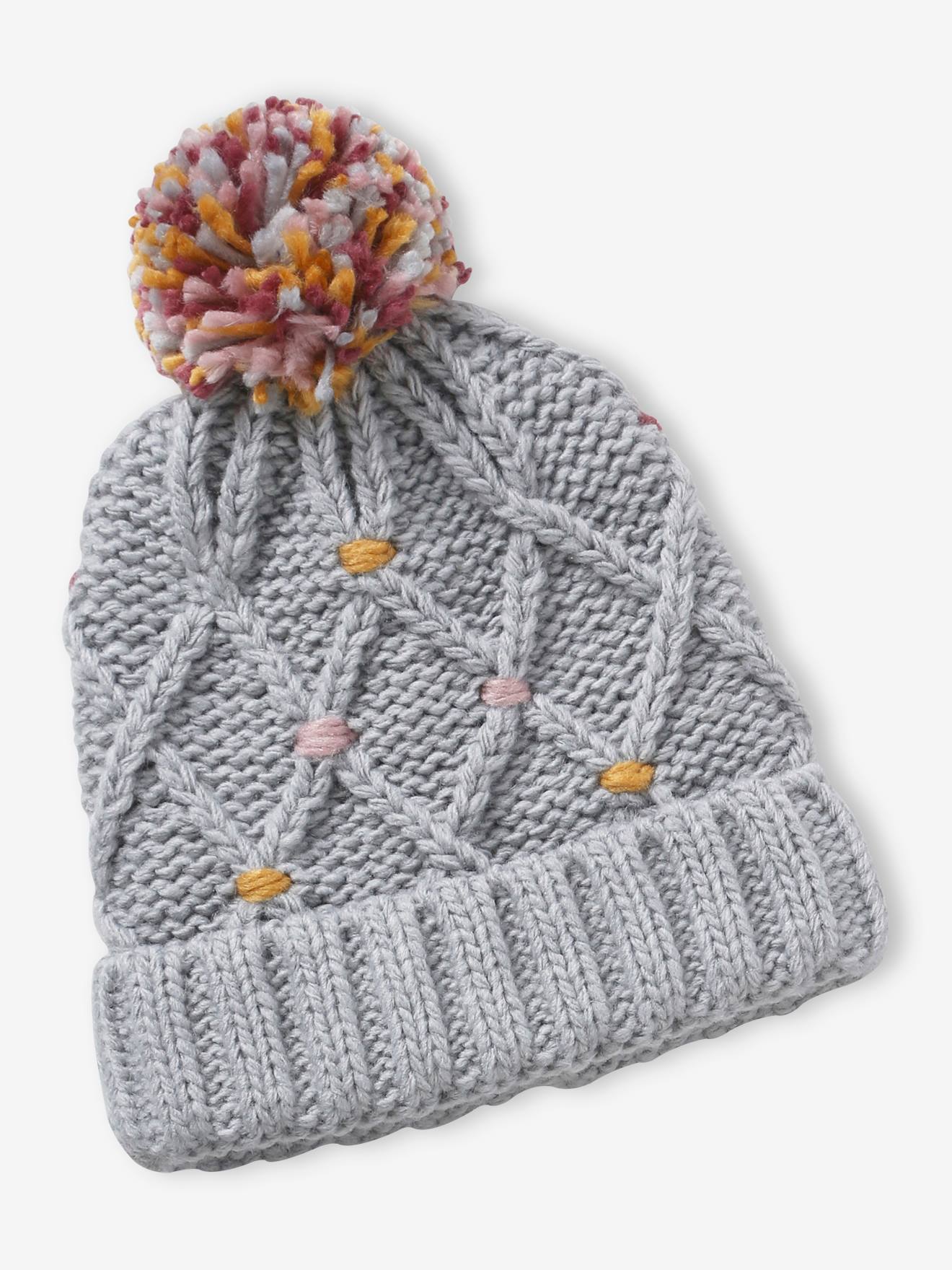 Vertbaudet Mädchen-Set: Mütze, Rundschal & Handschuhe - grau meliert
