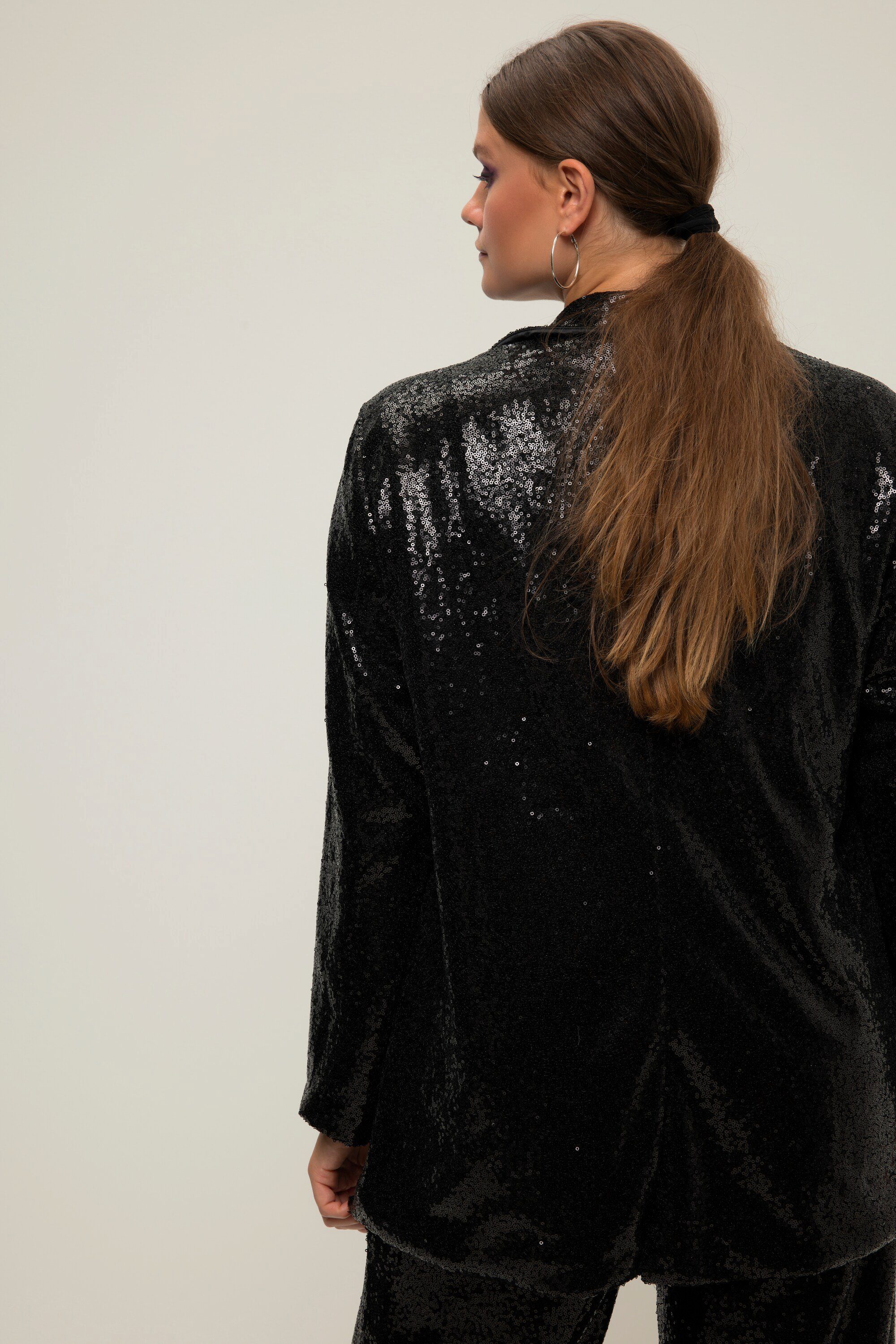 Studio Untold Blusenblazer Oversized-Blazer Pailletten Revers Langarm