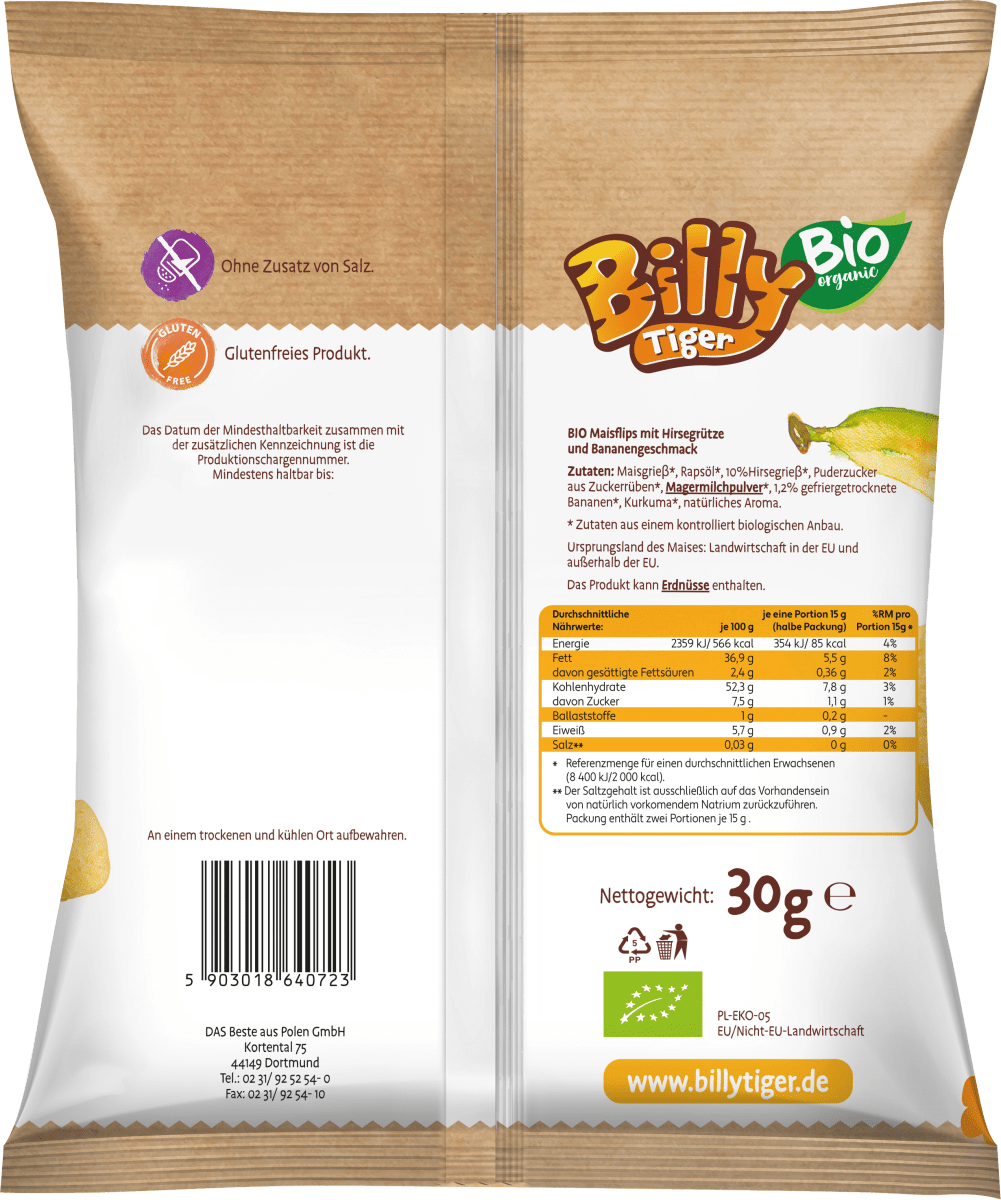 Kindersnack Mini Stangen Hirse Bananengeschmack, ab 3 Jahren, 30 g
