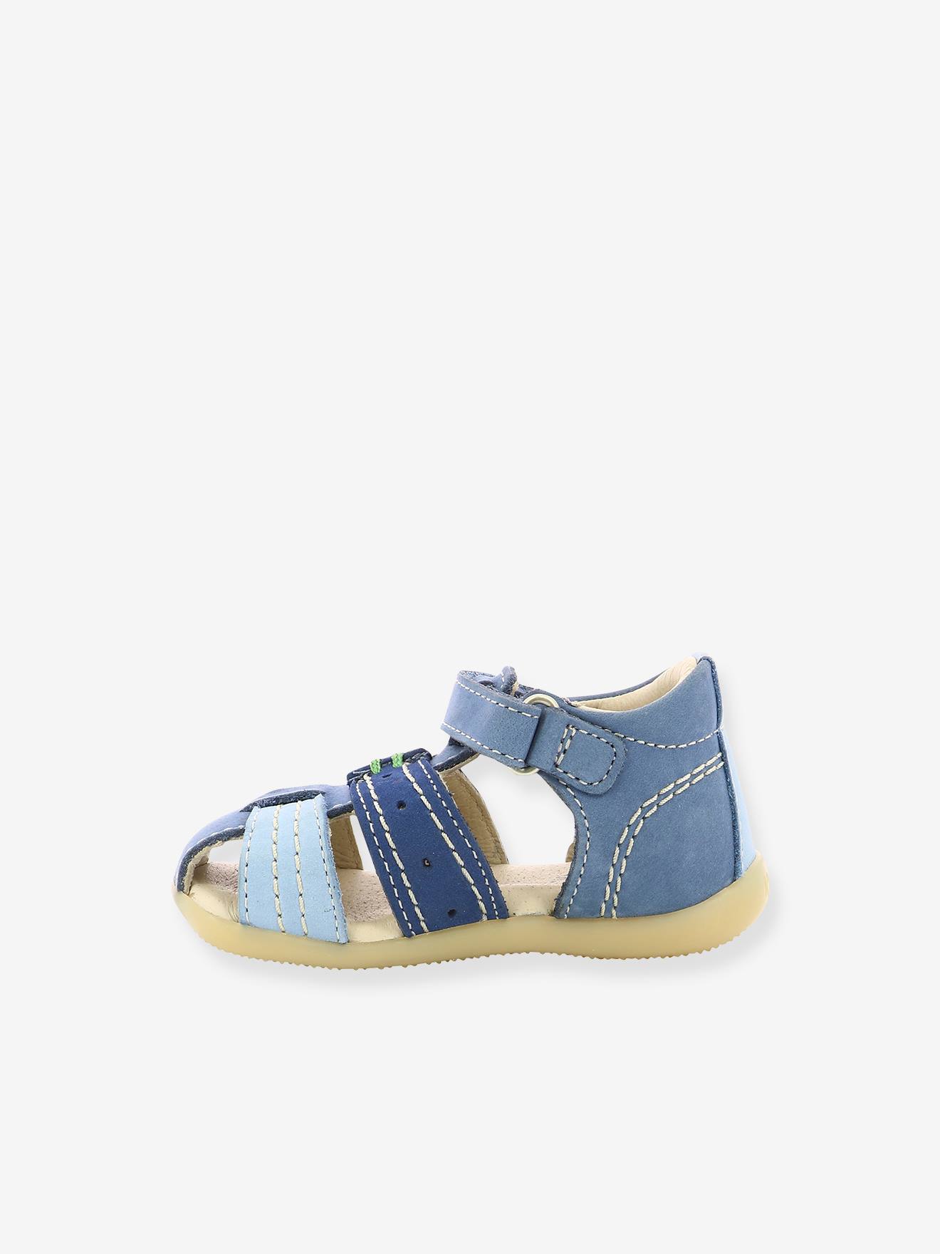 Sandales cuir bébé Bigbazar-2 Iconique Biboo KICKERS® bleu tricolore