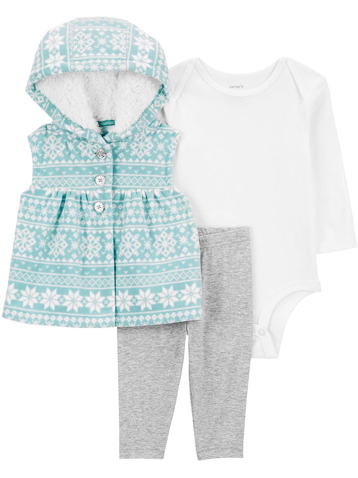 carter's 3tlg. Outfit in Hellblau/ Weiß/ Grau günstig kaufen