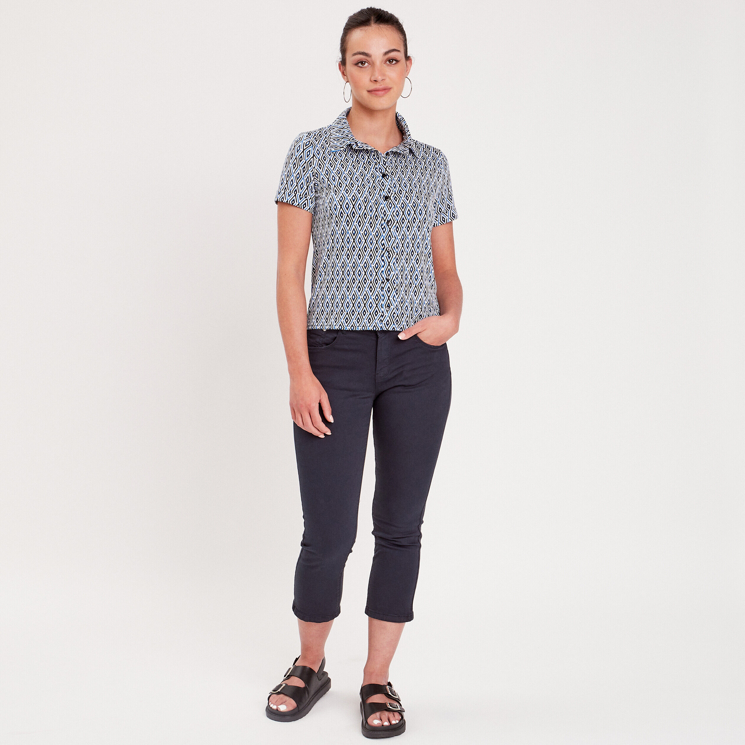 Chemise manches courtes noir femme | Cache Cache