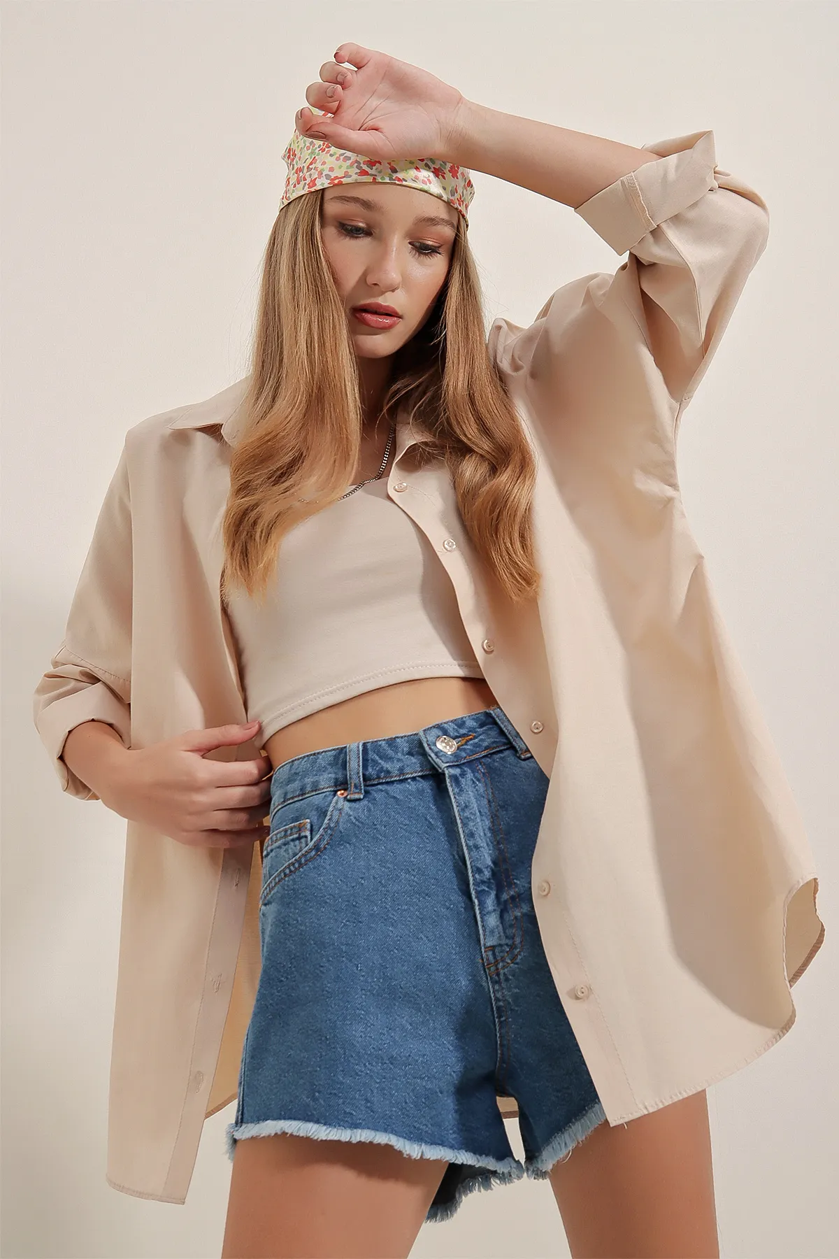 Bigdart  3900 Oversize-Lang-Basic-Hemd – Creme