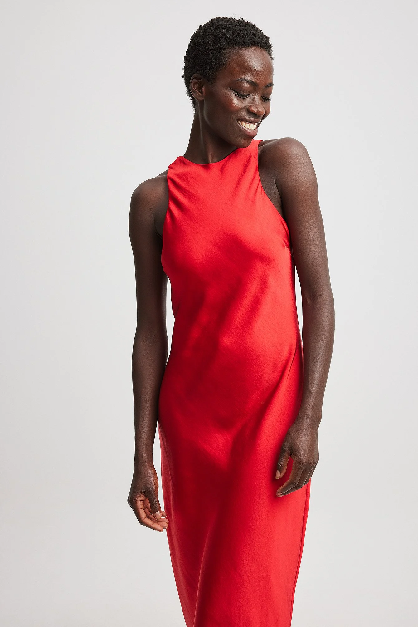 Satin-Slipkleid mit Schrägschnitt