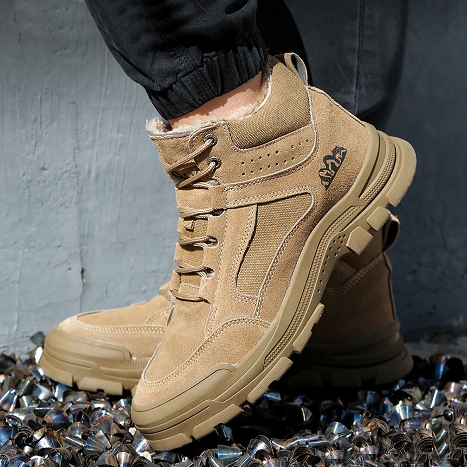 Daisred Winterschuhe Herren Winter Gefüttert Sicherheitsschuhe Arbeitsschuh