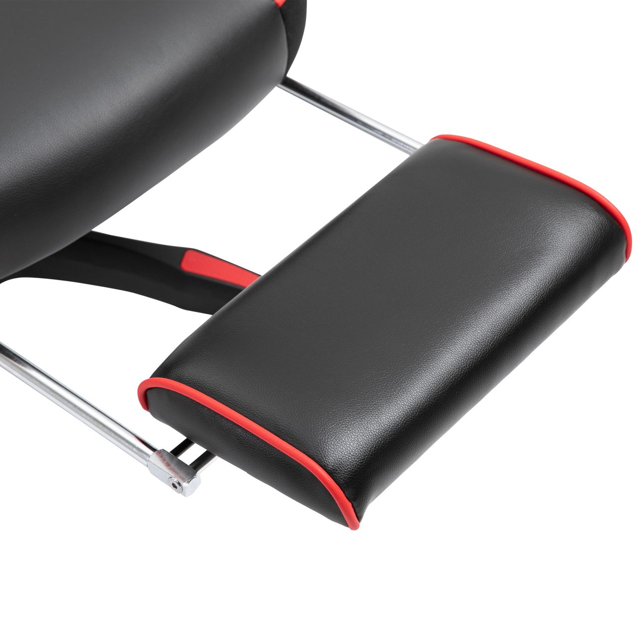 Vinsetto Ergonomischer Bürostuhl, Gaming Stuhl, Drehstuhl mit einziehbare Fußstütze und verstellbarer Rücken Schaumstoff PU-Leder Metall, Schwarz Rot, 65 x 70 x 118,5-128,5 cm