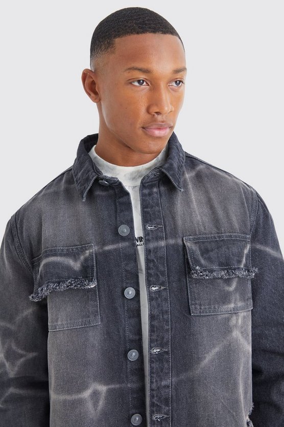 Oversize Jeanshemd in Knitteroptik