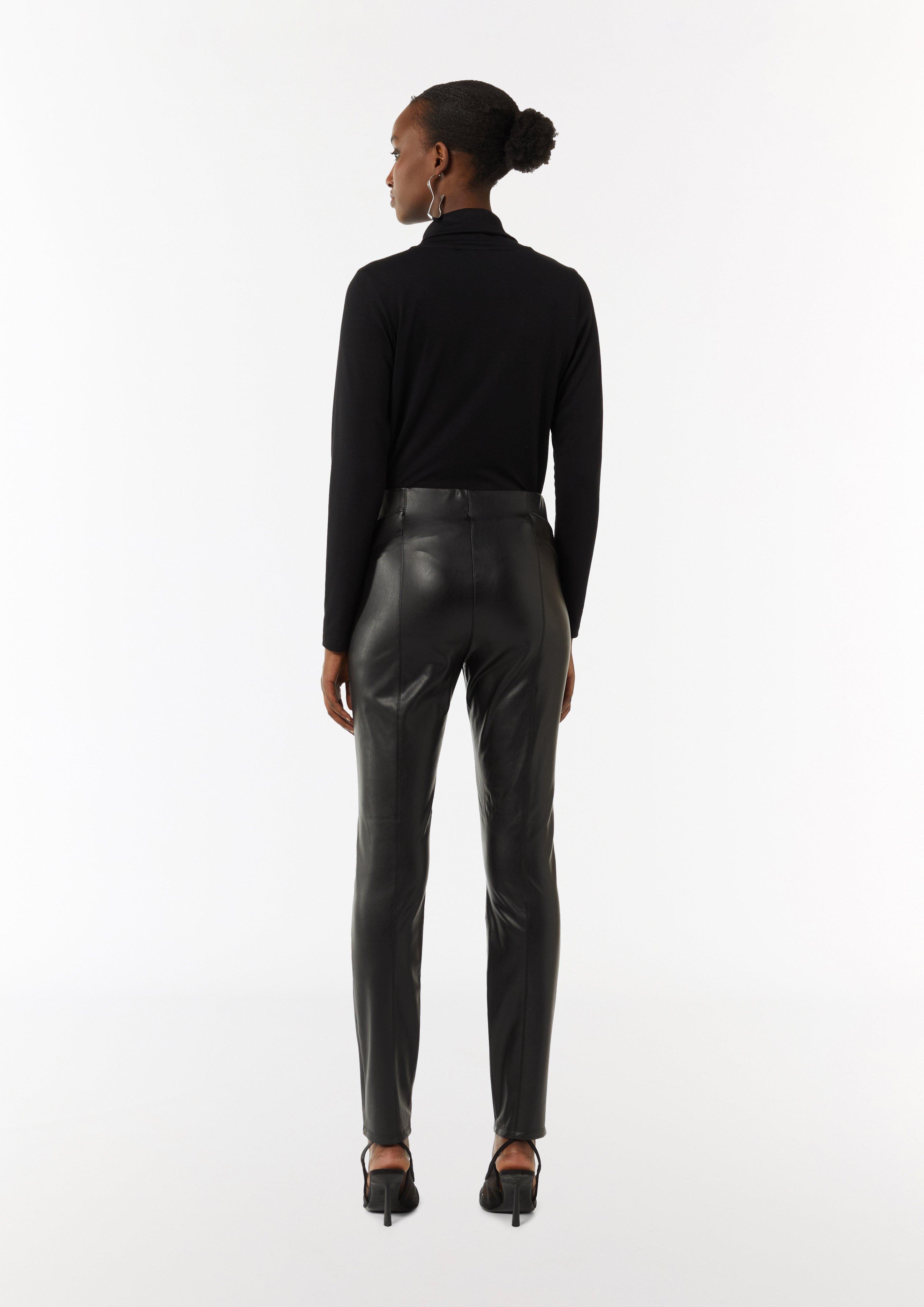 Elastische Leggings aus Lederimitat - schwarz