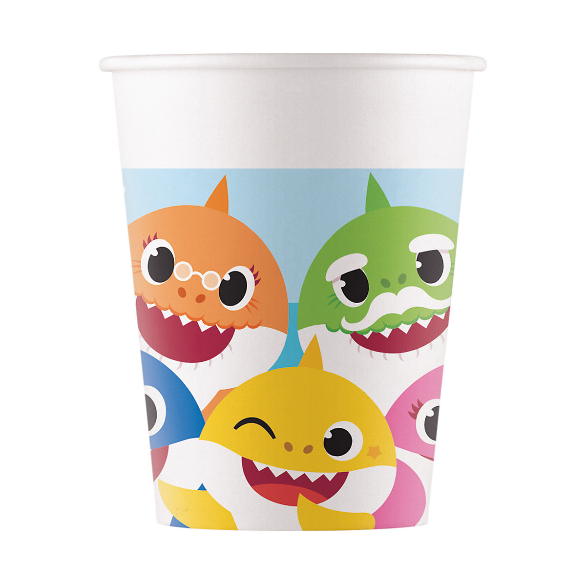 Papp-Partybecher/Trinkbecher Baby Shark Fun in the Sun, 200 ml, 8 Stück