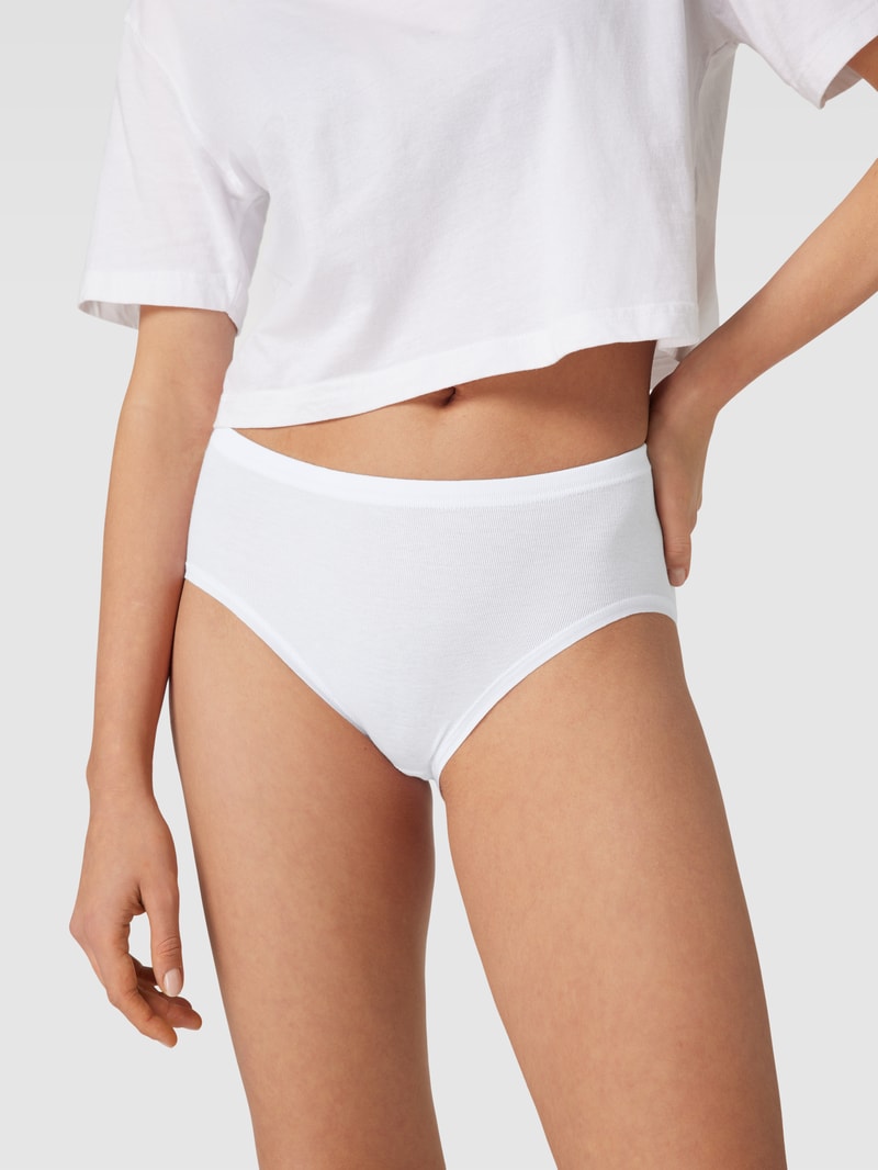Slip mit Feinripp im 2er-Pack in weiß