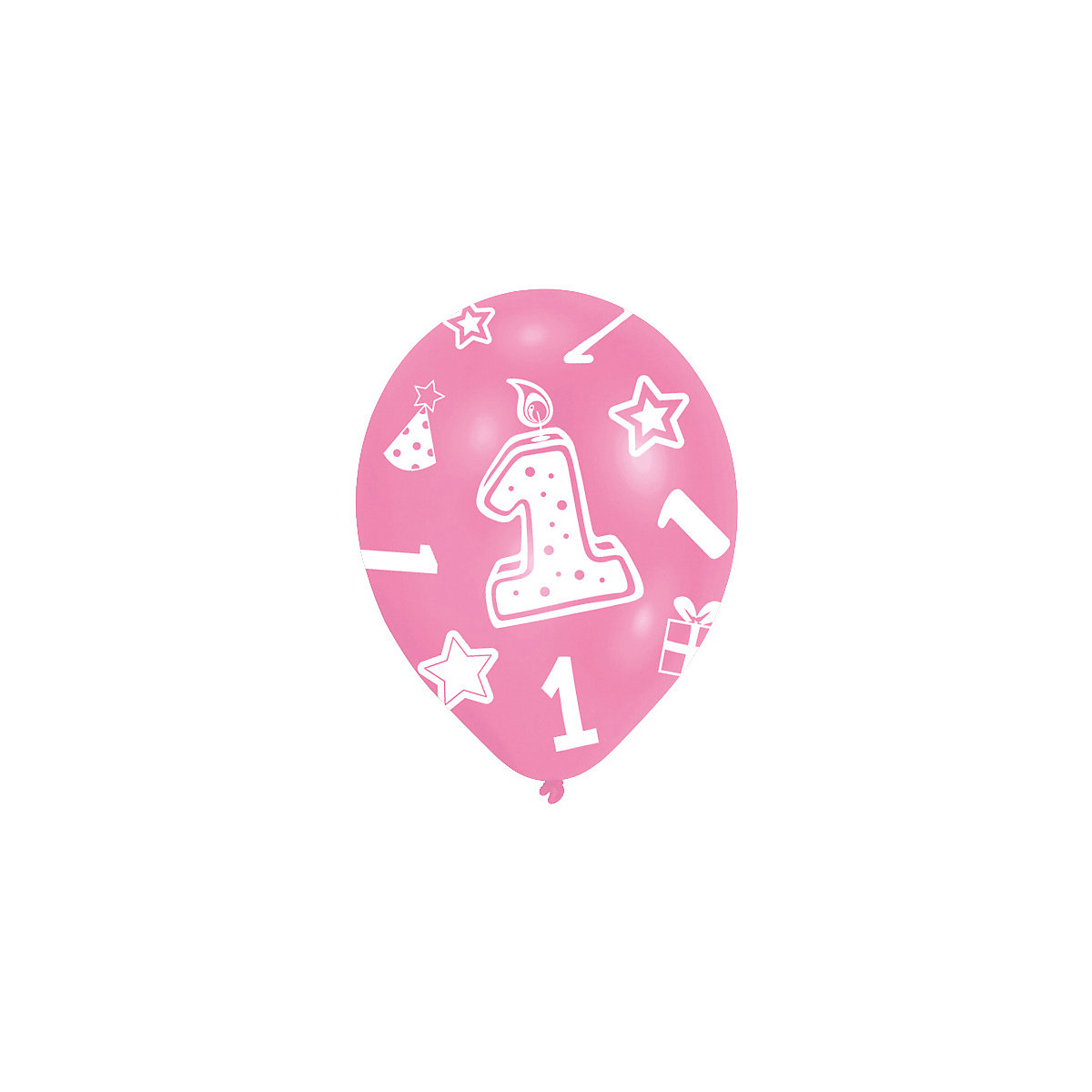 Latexballons Zahl 1, 6 Stück pink