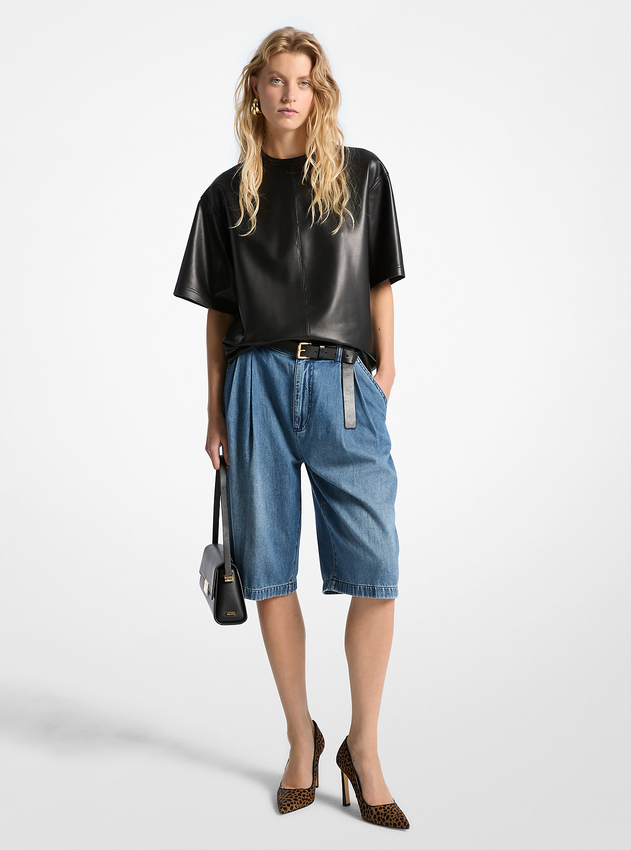 Plisserte Bermudashorts i denim – UNION WASH