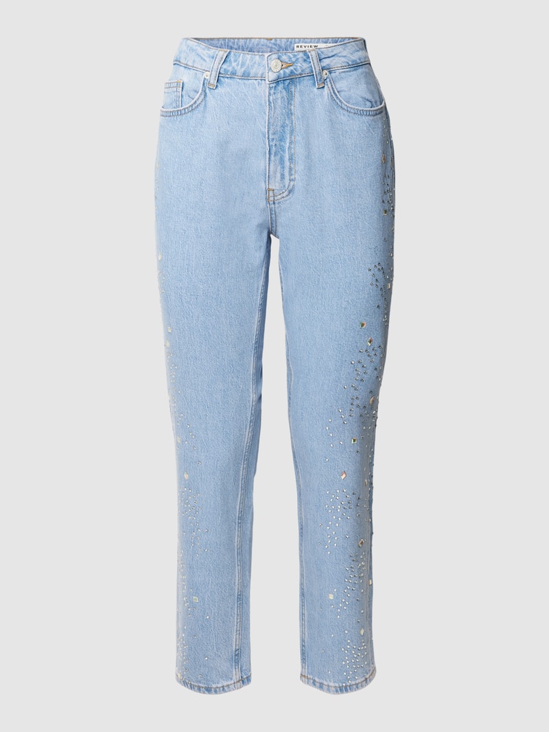 Jeans mit Zier-Applikationen in hellblau