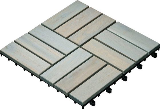 Gartenfreude Holzfliesen, Set, 10 St., 0,9 m², Akazienholz, wetterfest, mit Klickfunktion