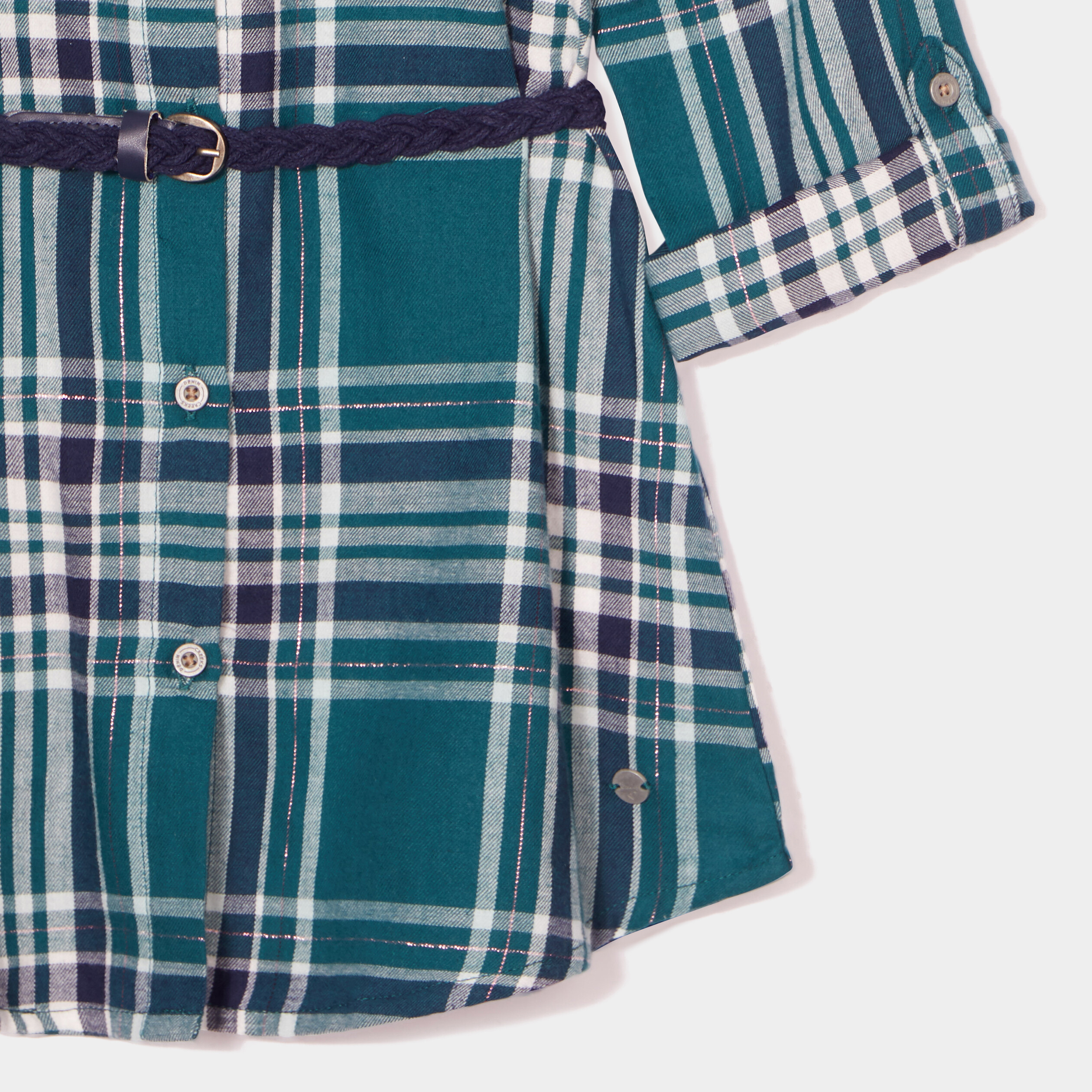 Ensemble robe ceinturée et legging coton bleu marine fille | La Halle