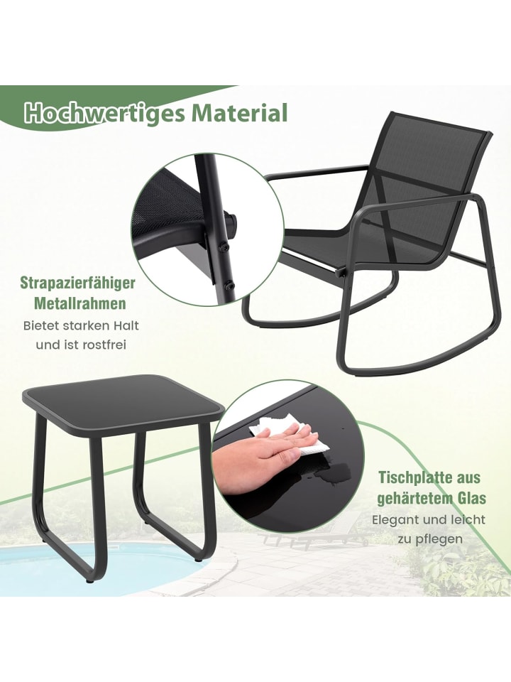 COSTWAY 3tlg. Gartenmöbel Set in Schwarz günstig kaufen onesize
