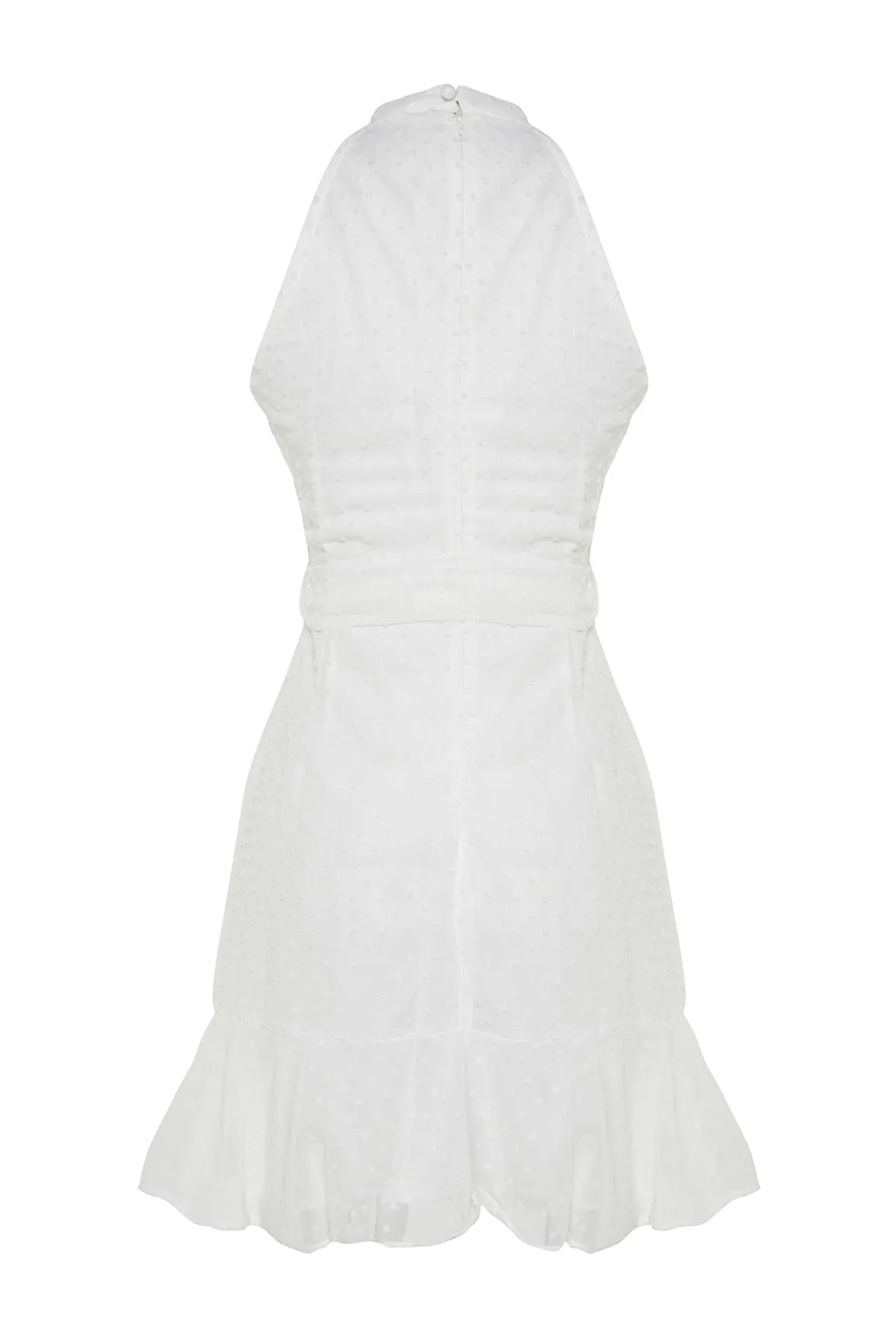 Trendyol Collection  Ecru-Rock, Volant-Minikleid aus Webstoff mit Futterstoff TWOSS23EL01168