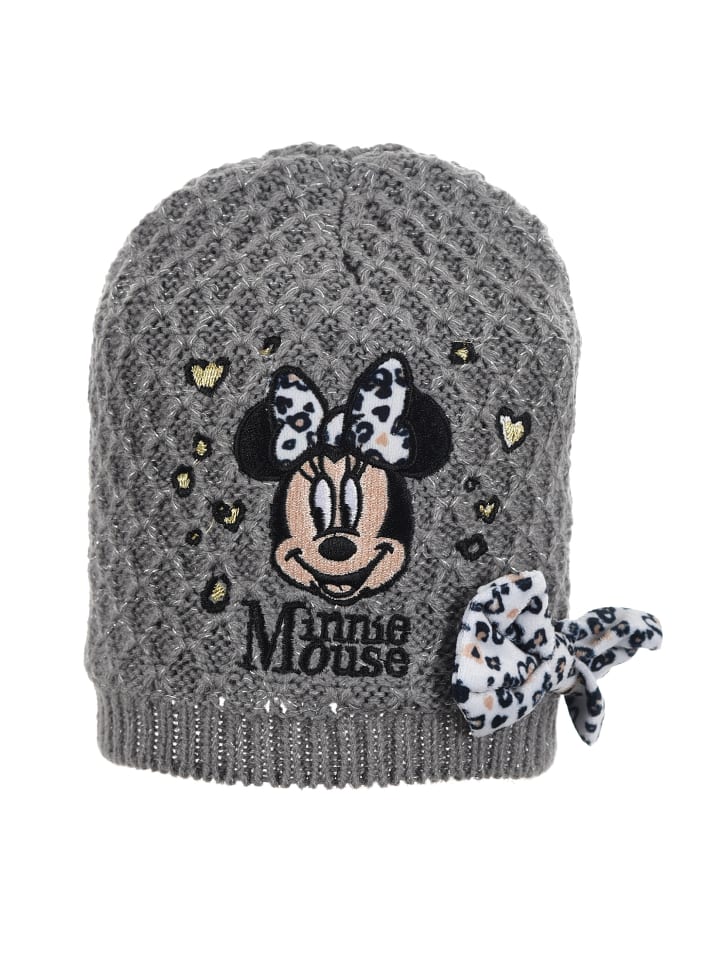 Disney Minnie Mouse Wintermütze Strick mit Schleife in Grau günstig kaufen