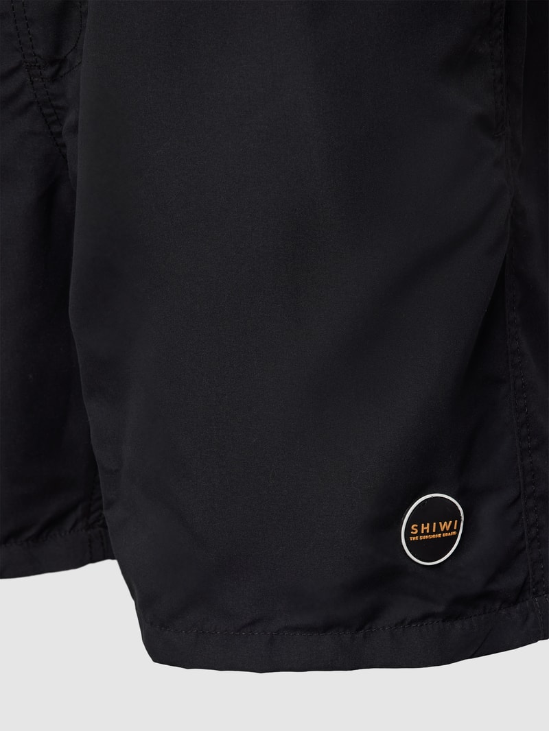 Badehose mit Label-Patch in schwarz