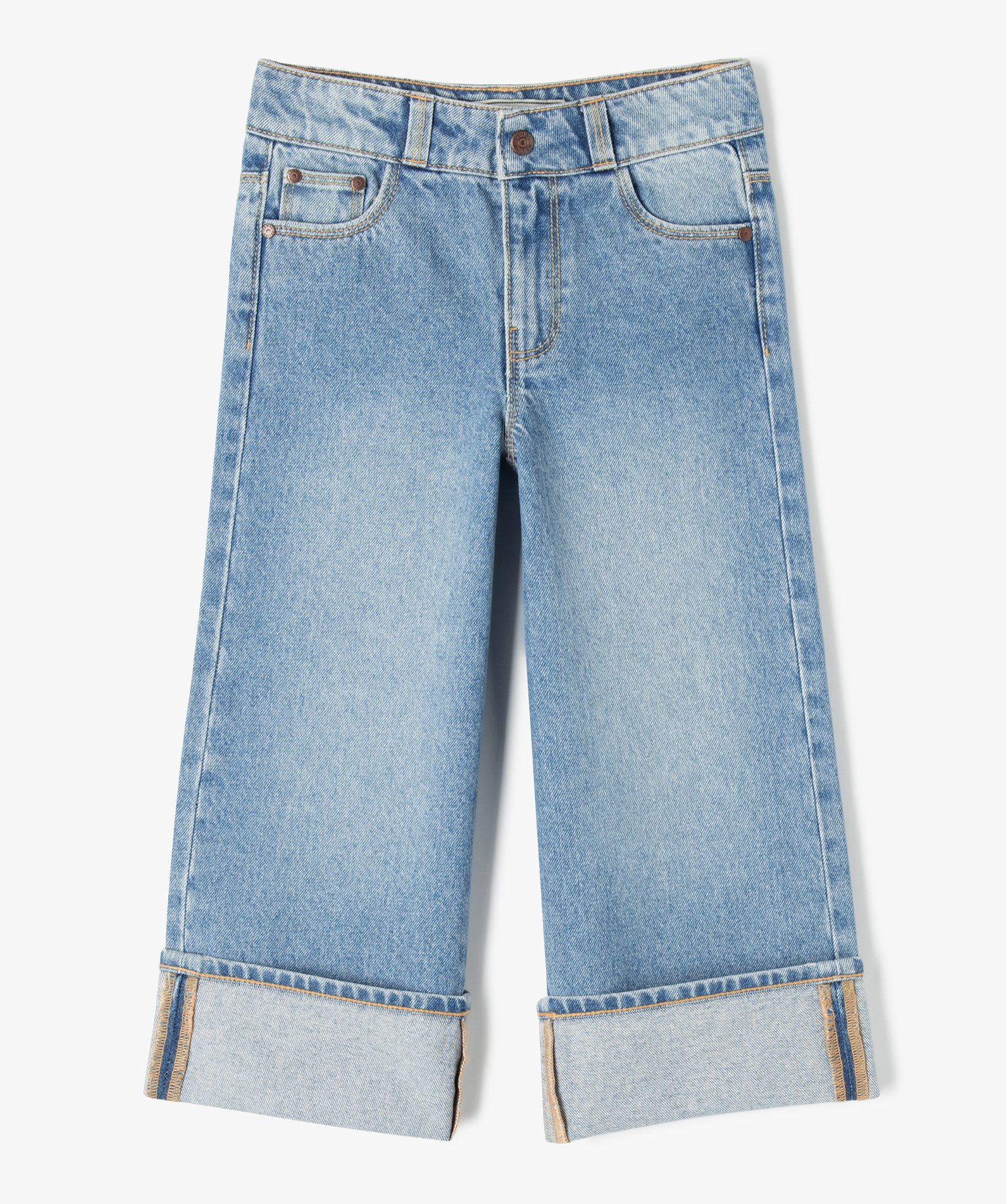 Jean large avec revers fille - Camps United stone | GEMO