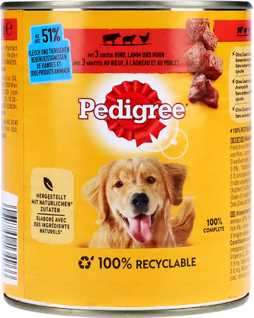 Pedigree Pastete mit 3 Sorten Fleisch