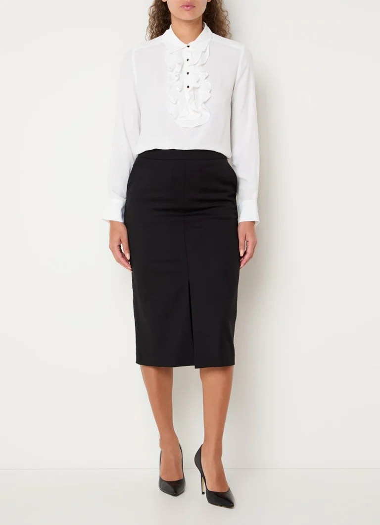 Jupe crayon midi Clea de Gerard Darel en laine vierge mélangée avec fente