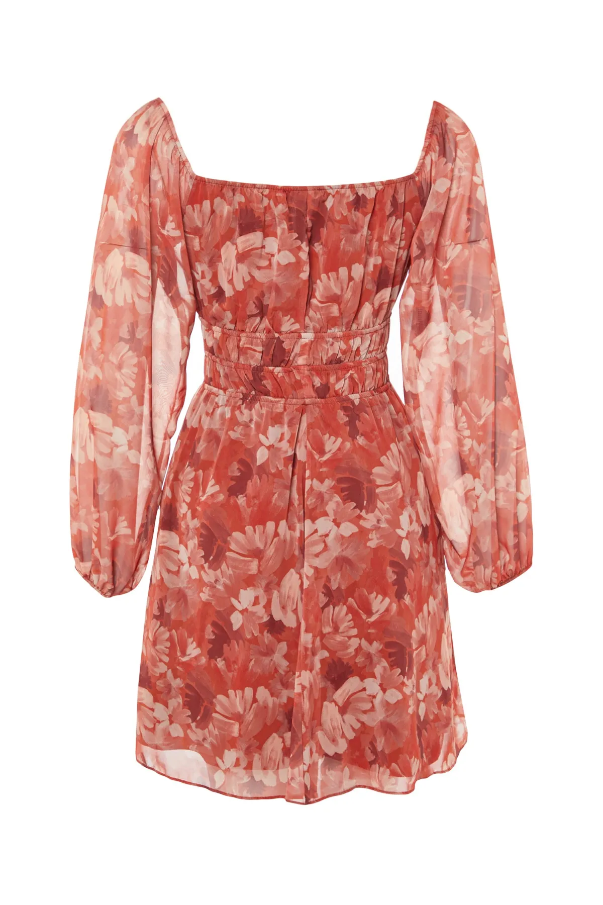 Trendyol Collection  Gerade geschnittenes Mini-Kleid aus gewebtem Chiffon mit Carmen-Kragen und gemustertem Webkleid TWOSS23EL00513