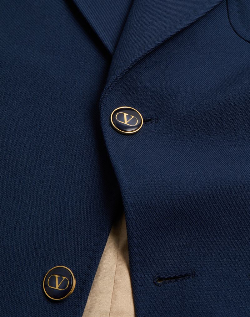 Jaqueta de gabardine de lã com abotoamento simples