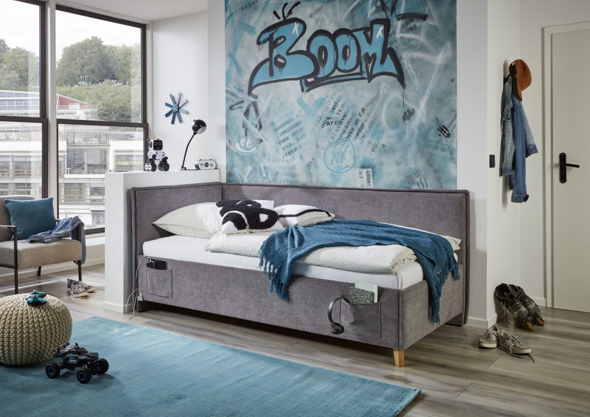 Meise Polsterbett Fun grau 90 x 200 cm