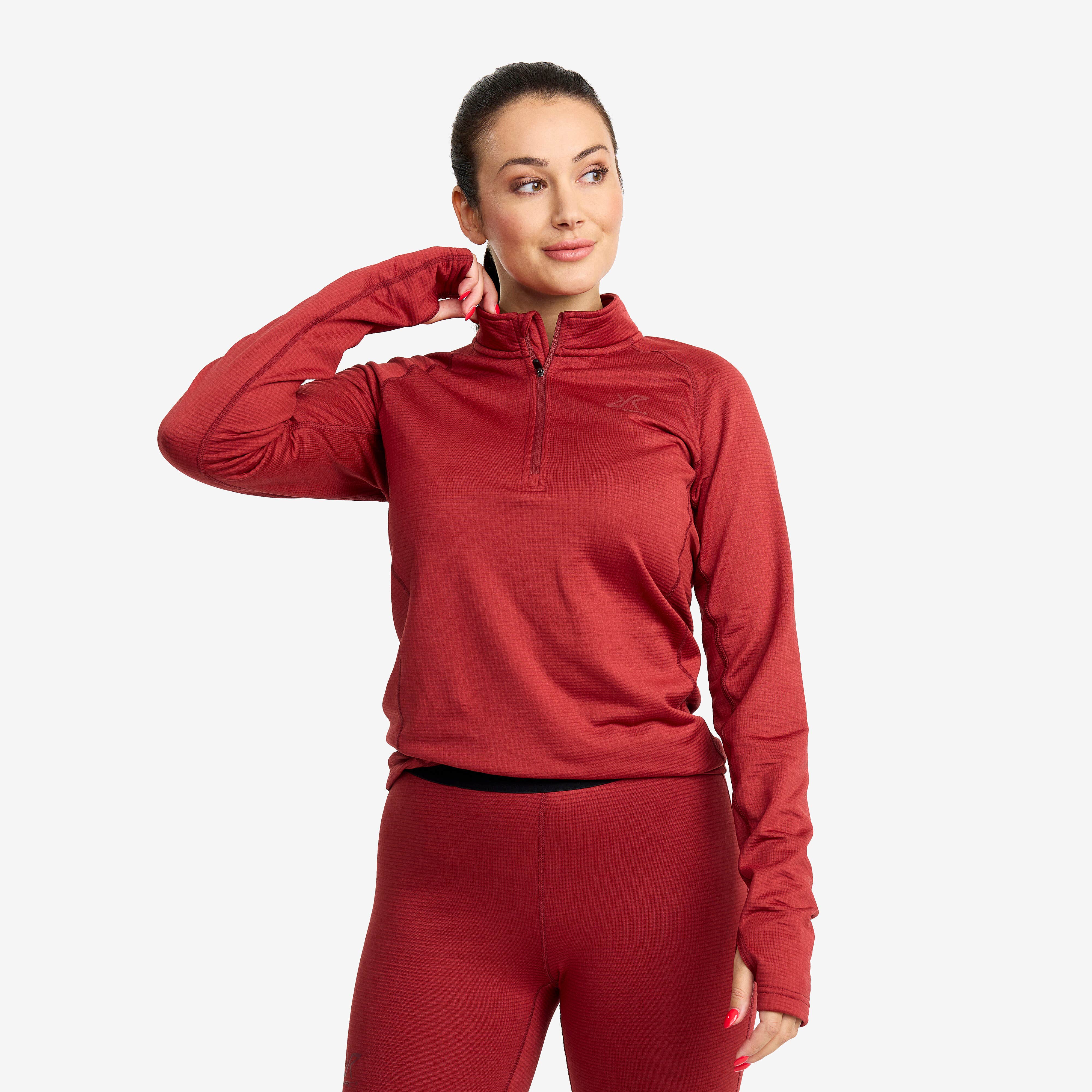 Waffle 1/2 Zip Baselayer Top Femme Garnet