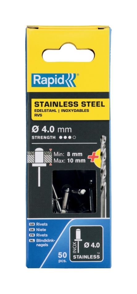 Rapid 5000395 Rozsdamentes acél konzolszegek 4,0 x 14 mm 50 db