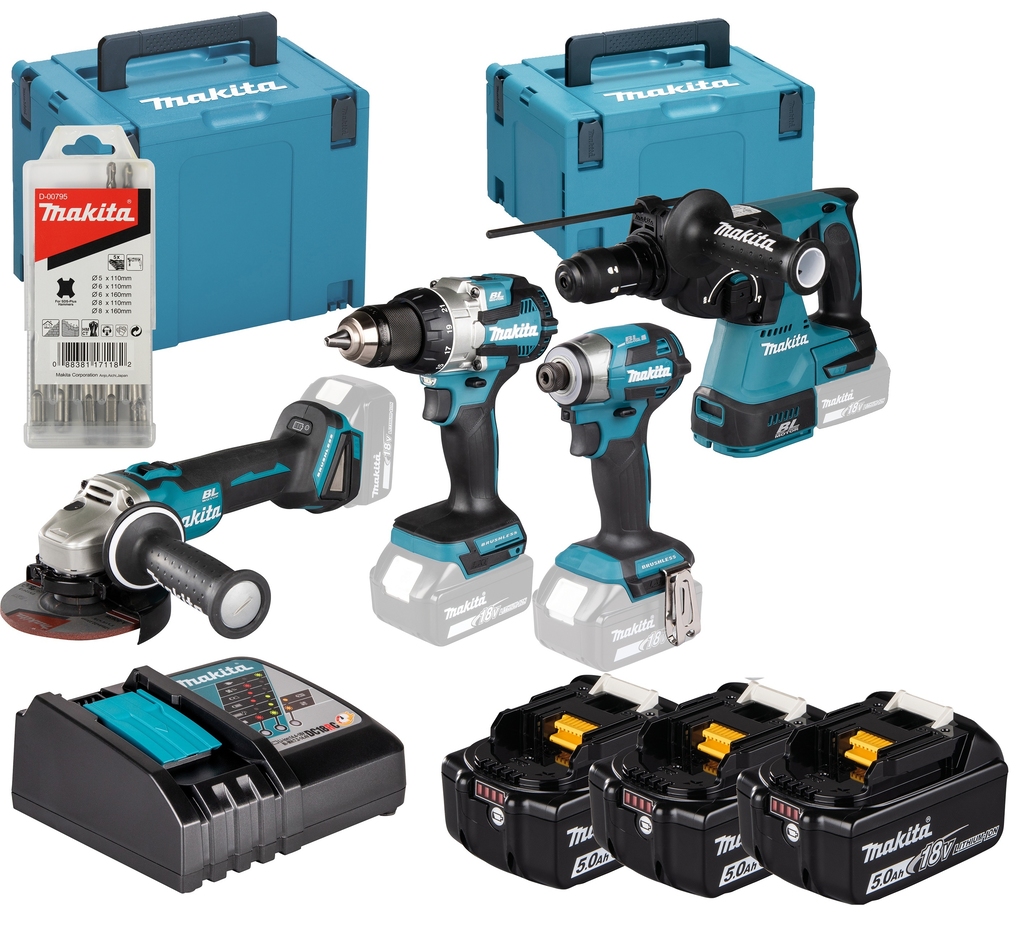 Makita DLX4196JX1 LXT 18V Kombinovani set od 4 mašine, 3x 5.0Ah baterije u 2 M-kutije
