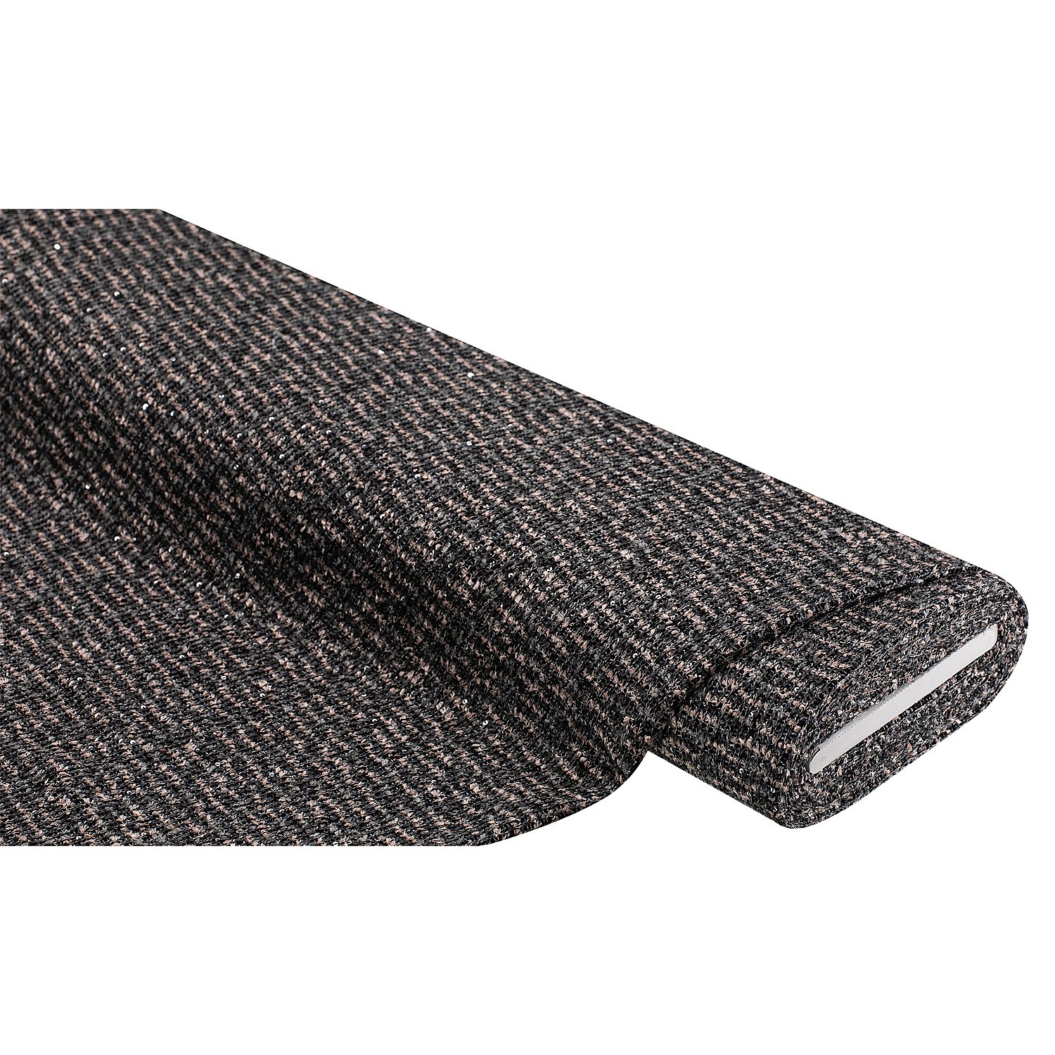 Strickstoff mit Fädchengarn und Pailletten, schwarz/rosé/grau