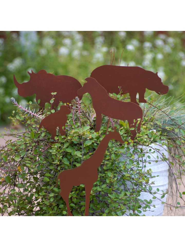 UNUS Gartenstecker 5er Set Tiere in Afrika Rostoptik in Rost günstig kaufen Anzahl: 5 Stück