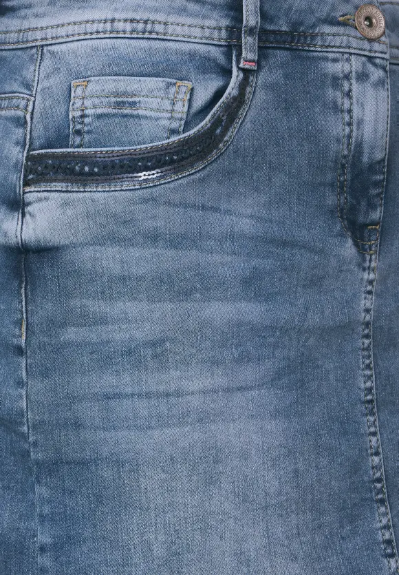 CECIL Jeansrock mit Pailletten