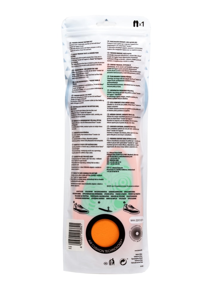 Bama Group Einlegesohle BAMA Sneaker Gel Support in black orange green white günstig kaufen 36/37