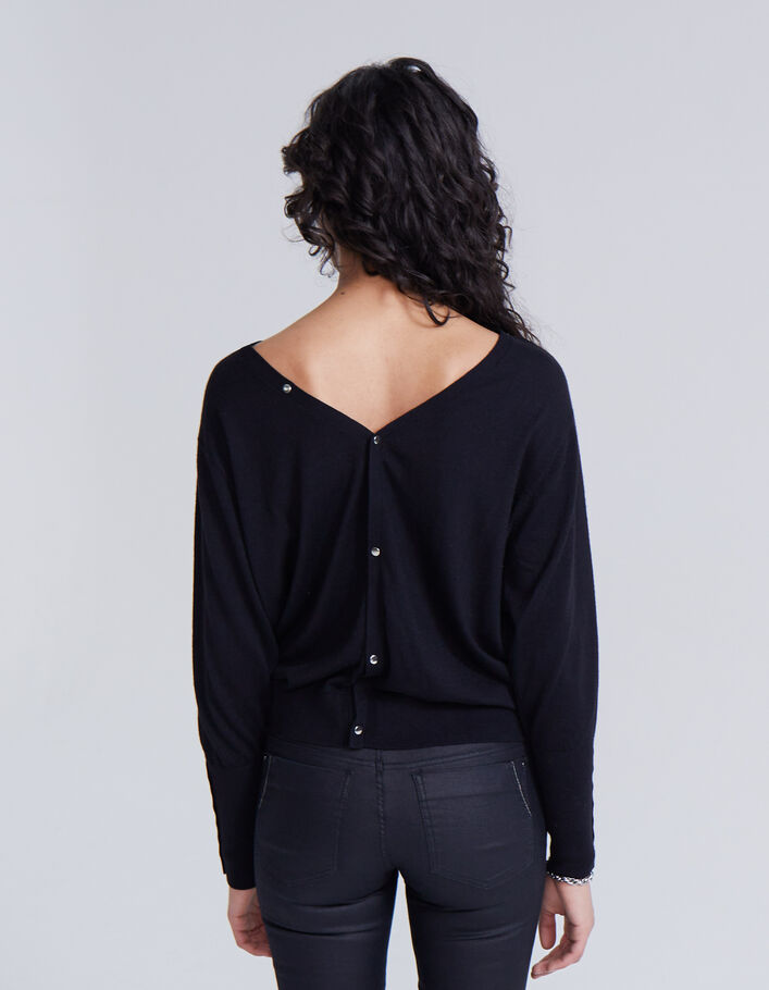 Cardigan maille tricot noir réversible femme
