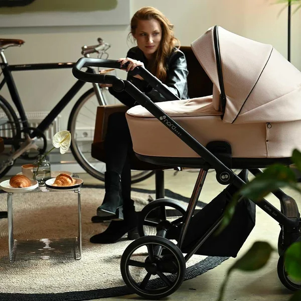 Nordbaby Active Lux stroller set peony beige, chrome frame