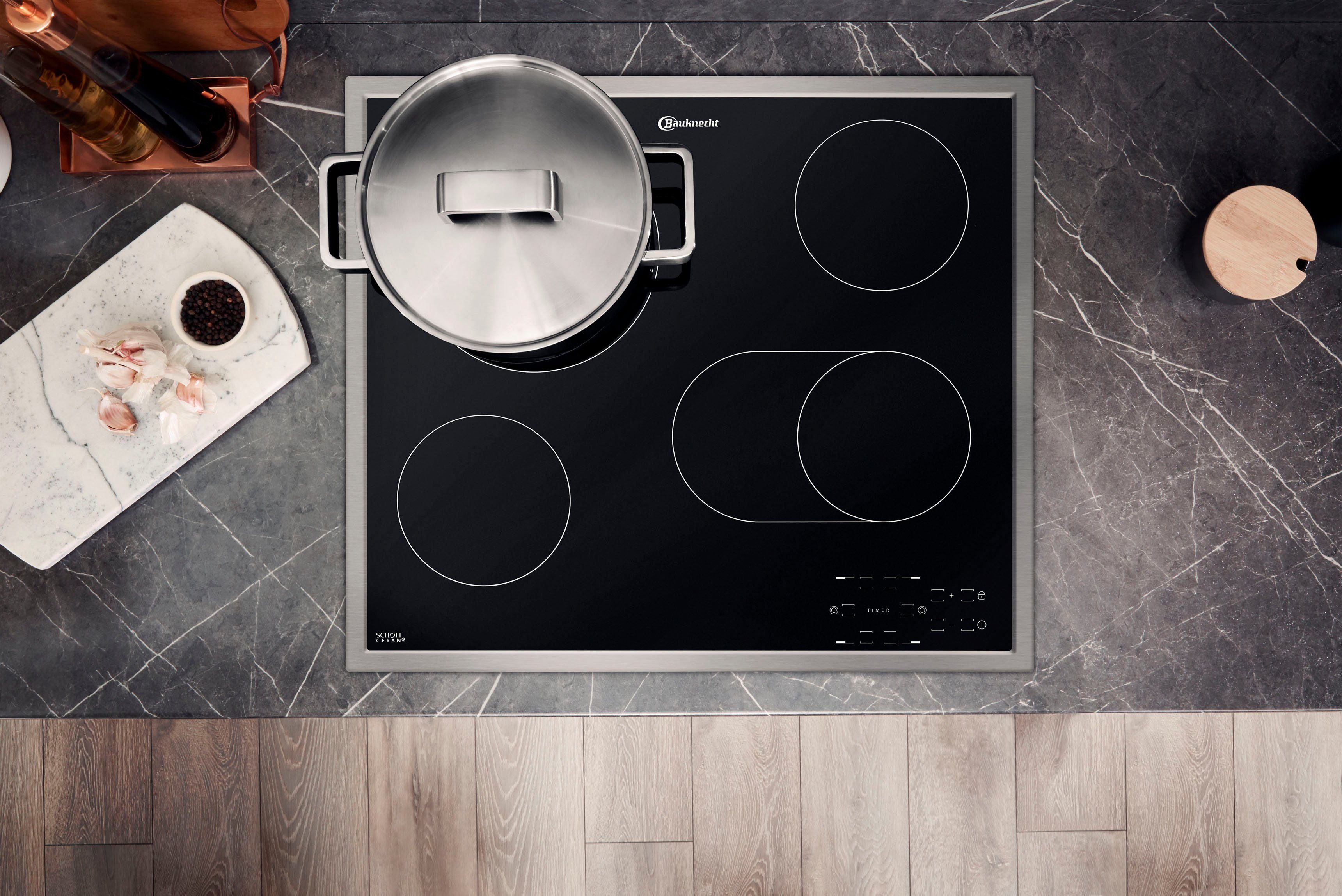 BAUKNECHT Backofen-Set BAKO4 HR6 BLACK, mit 2-fach-Teleskopauszug, Hydrolyse