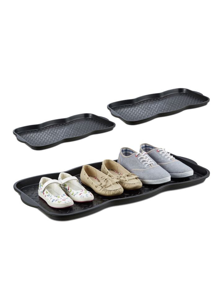 relaxdays 3x Schuhabtropfschale in Schwarz - (B)75 x (H)3 x (T)38 cm günstig kaufen onesize